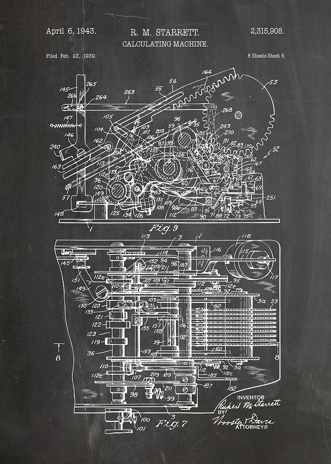 Calculating Machine Patent Blueprint