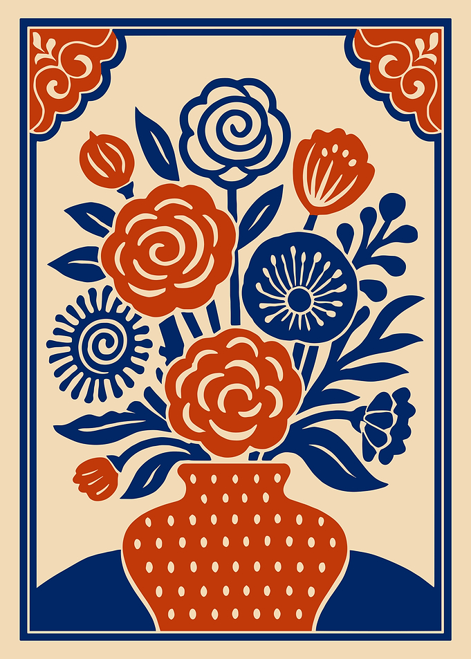 Floral Arrangement in Vase Illustration