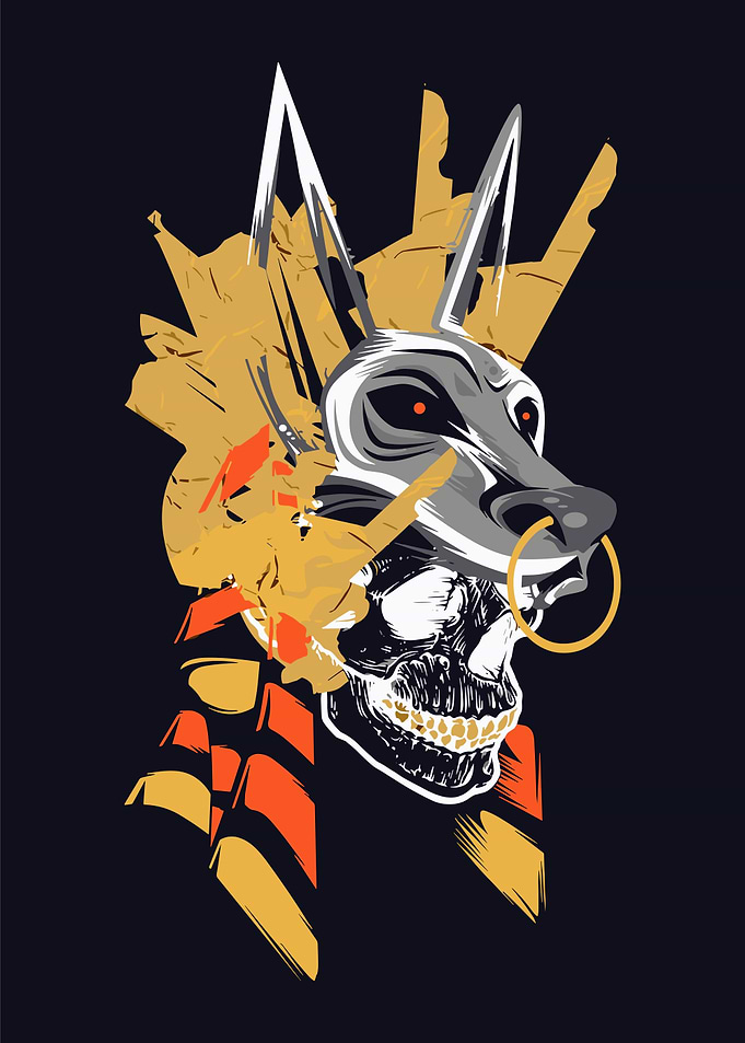 Anubis Skull Mask Digital Art