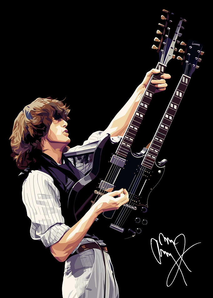 Jimmy Page Double Neck Guitar Illustration