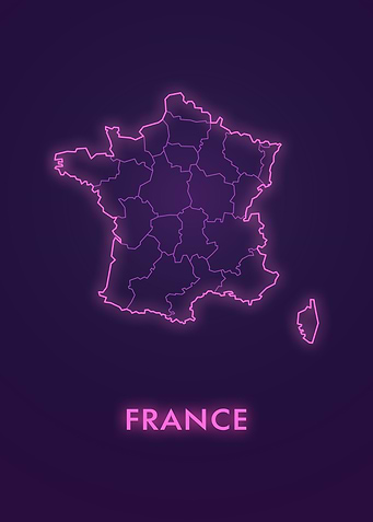 Neon Pink France Map