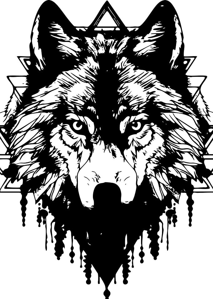 Wolf Head Black and White Art