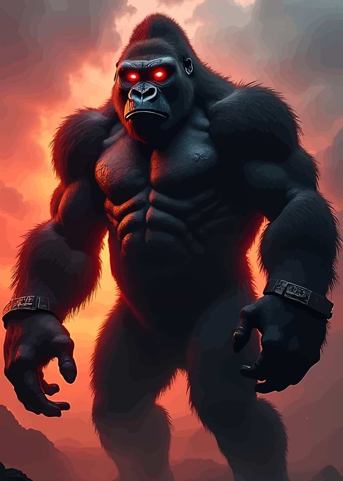 Fierce Gorilla Red Eyes
