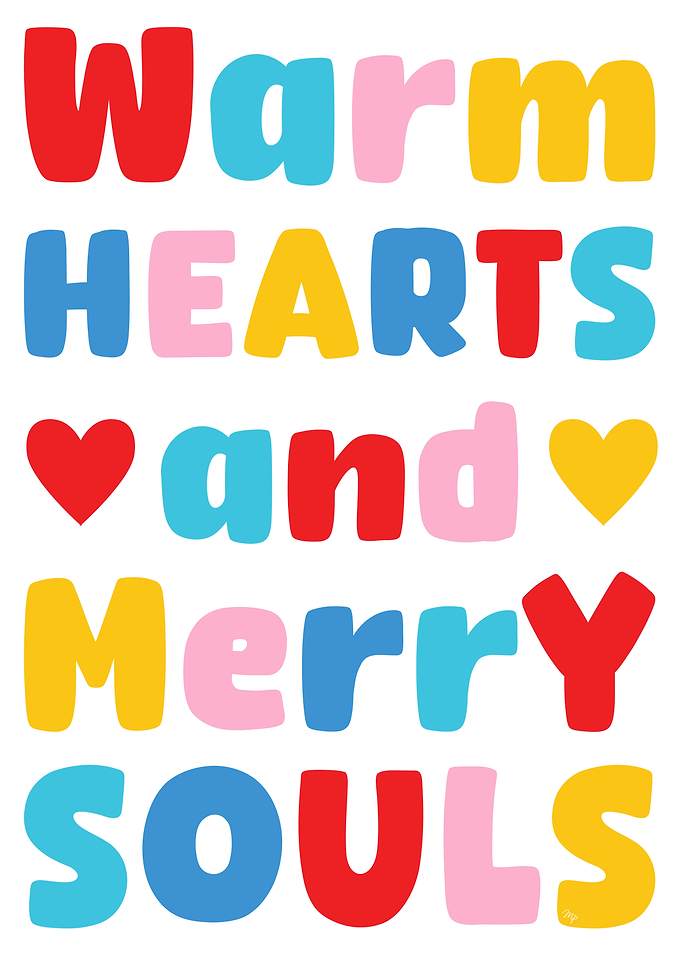 Warm Hearts and Merry Souls Xmas Text art