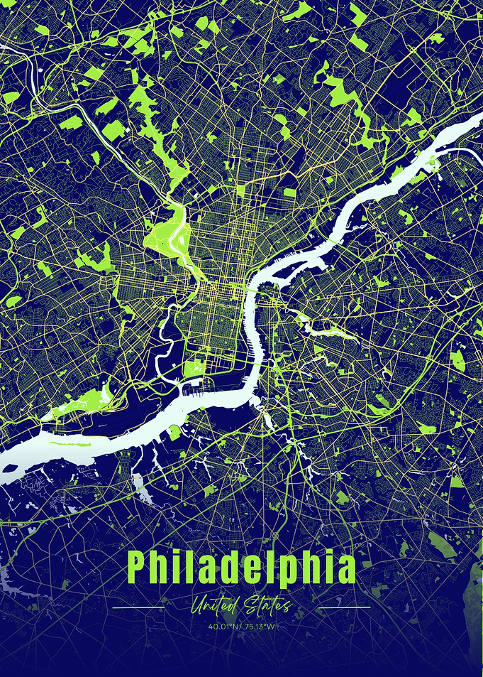 Philadelphia City Map Art