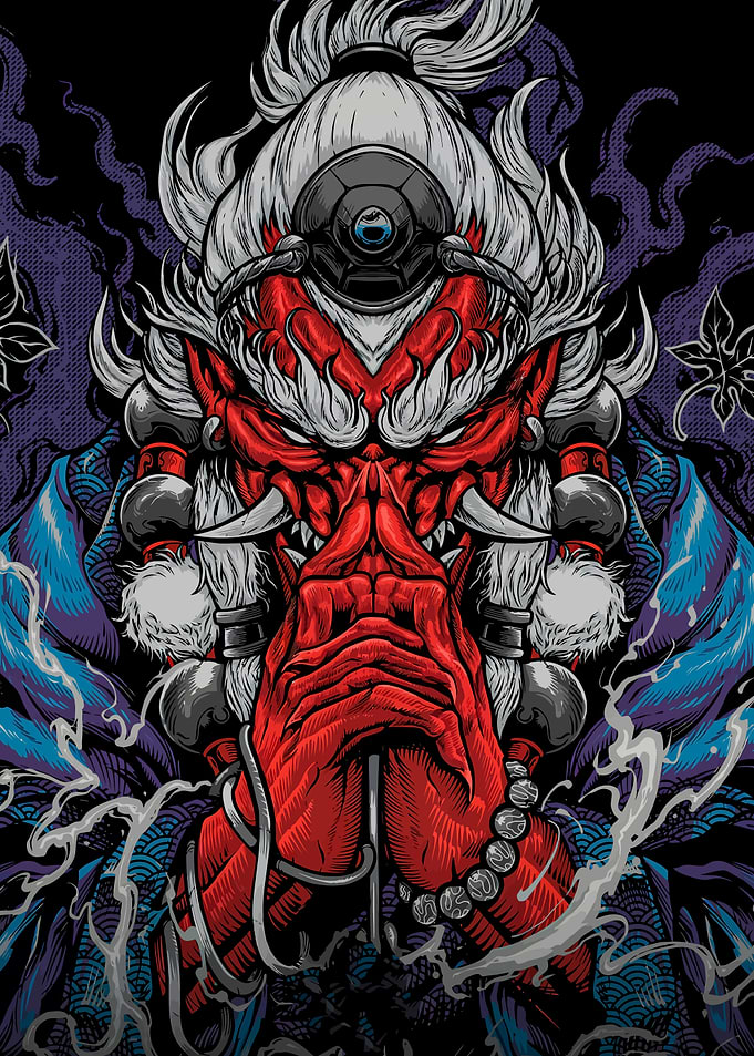 Red Oni Digital Art Illustration