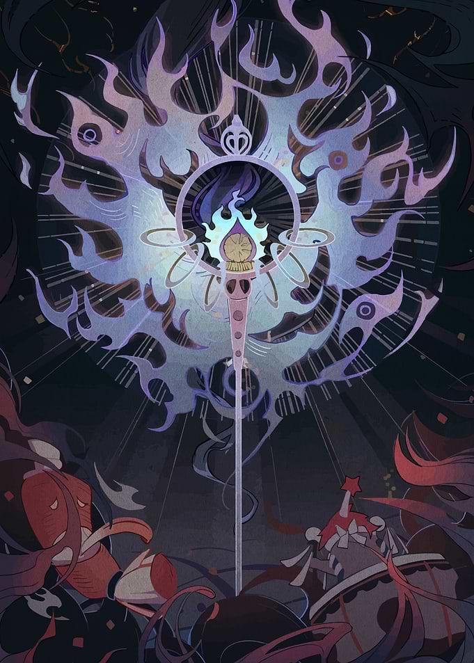 Mystical Staff with Flame Aura
