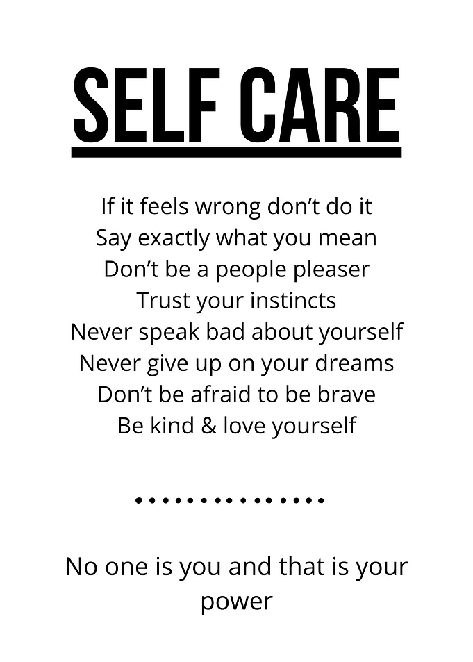Self Care Inspirational Text Art