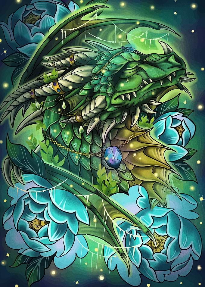 Dragon with Flowers