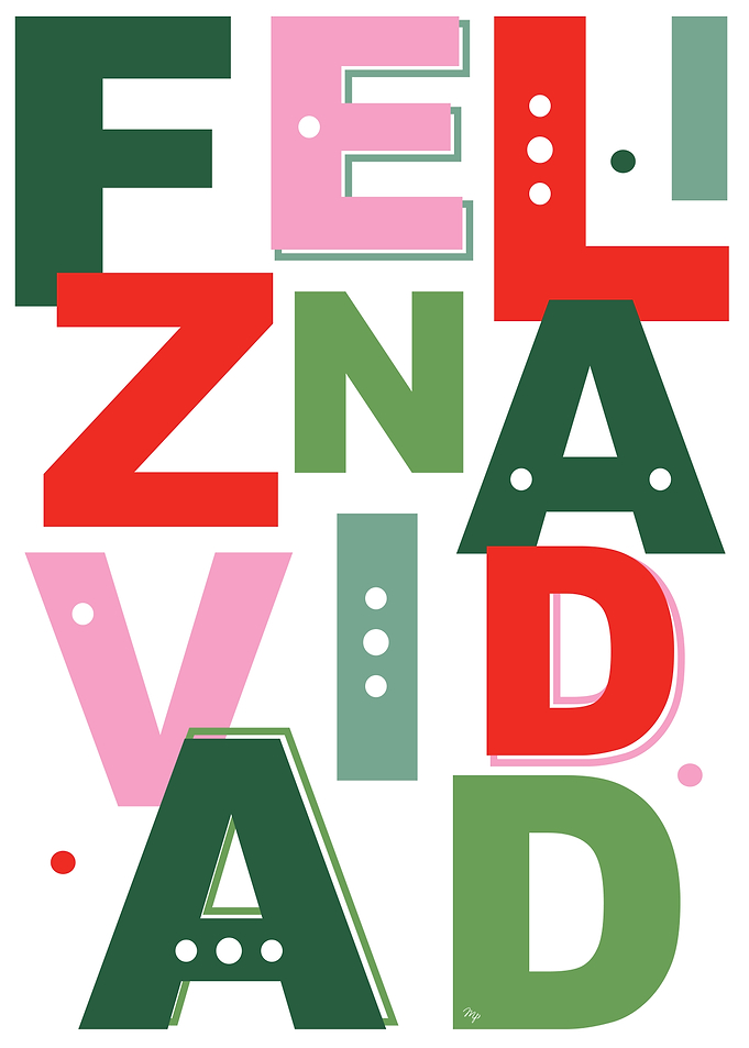 Feliz Navidad Colorful Typography