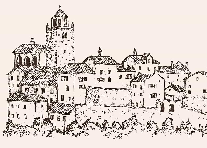 European Village Sketch