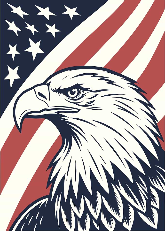 American Eagle with Flag Background