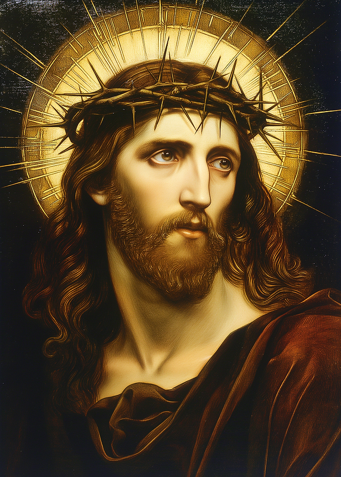 Jesus Christ Portrait with Crown of Thorns