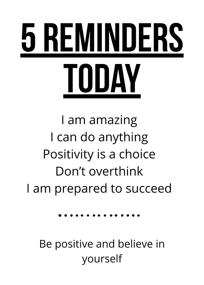 5 Reminders Today - Positive Affirmations
