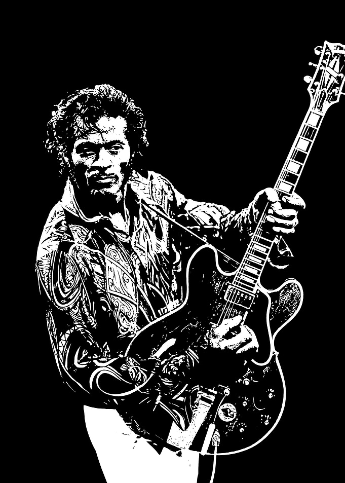 Chuck Berry Black and White Portrait