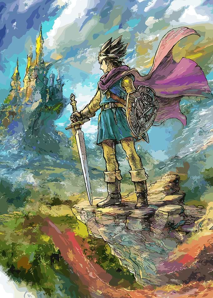 Dragon Quest Hero Standing on Cliff