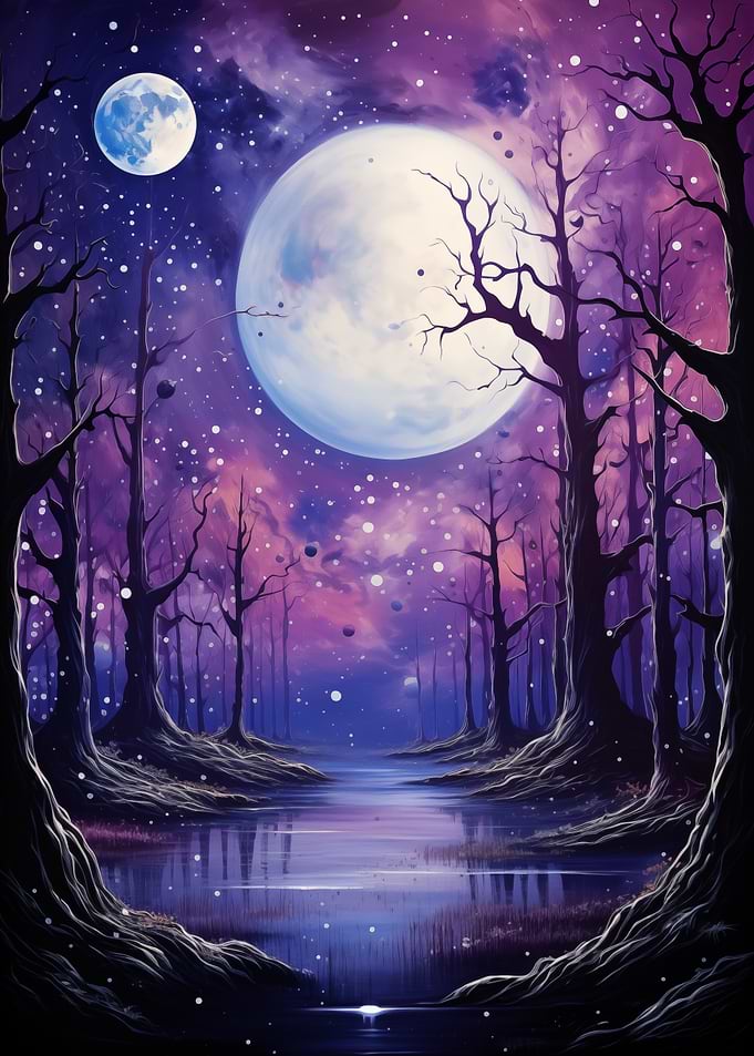 Night Landscape with Moon