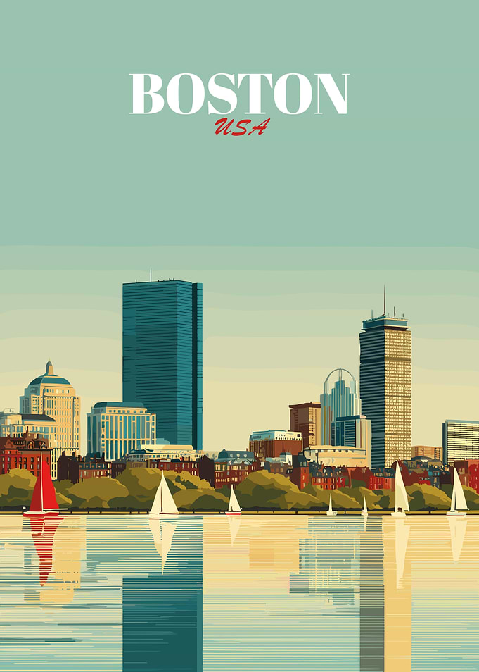 Boston USA Skyline Art