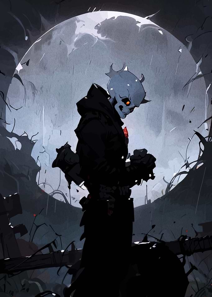 Hooded Figure with Skull Face