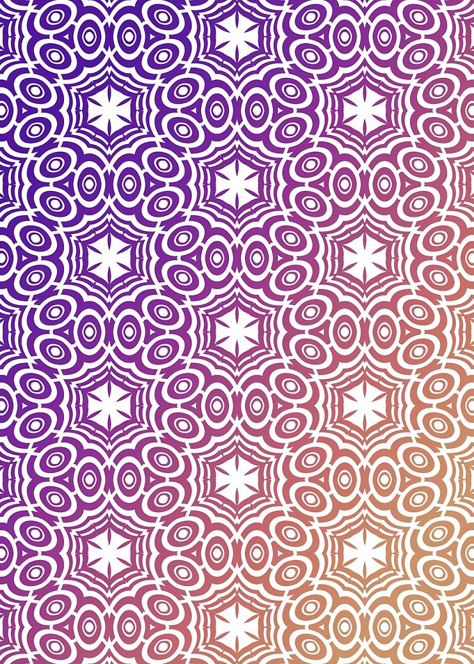 Vibrant Purple Orange Kaleidoscope Floral Pattern
