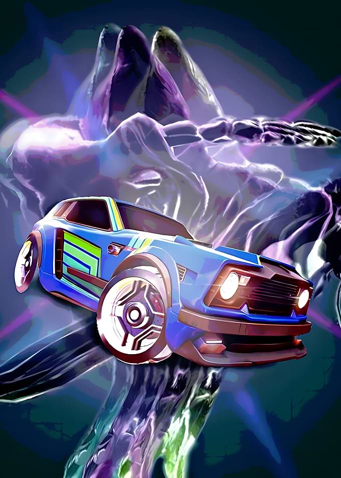 Rocket League Car with Abstract Background