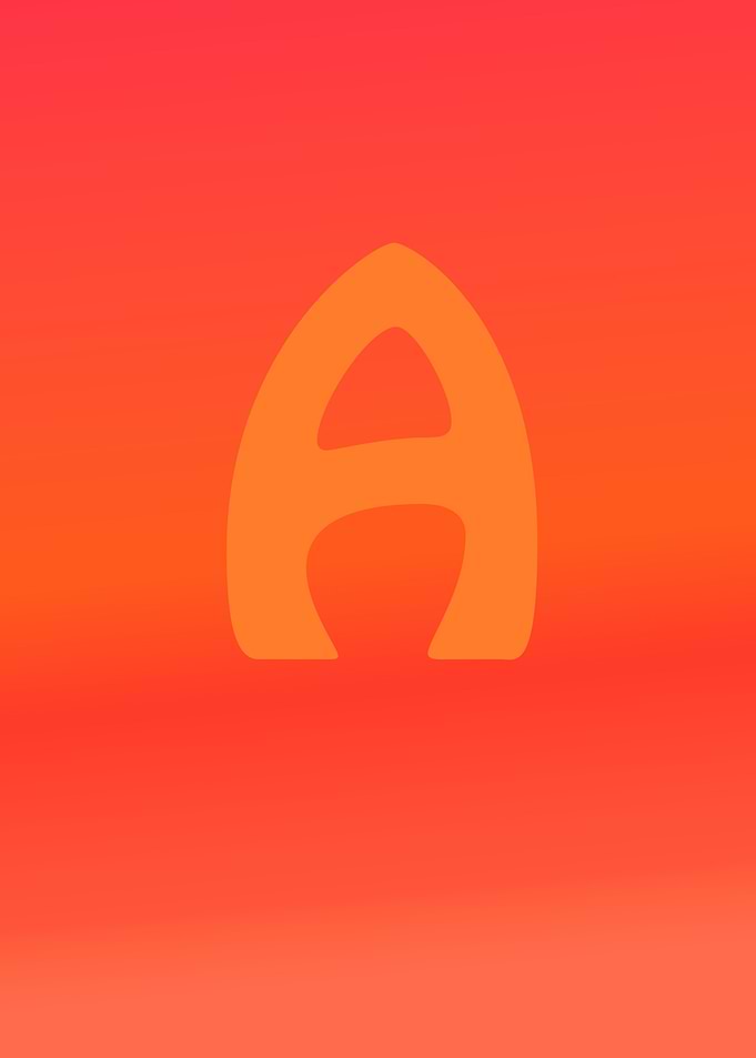 Sunset Orange Letter A on Gradient Background Japan