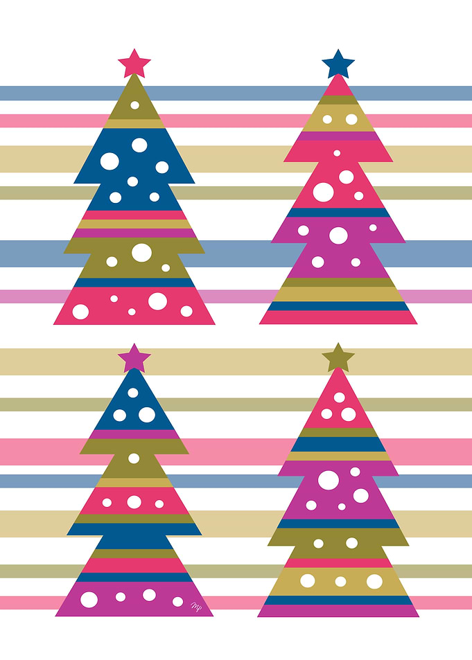 Colorful Christmas Trees