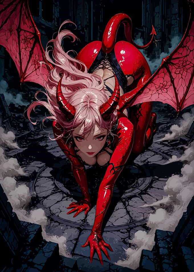 Red Devil Girl Digital Art