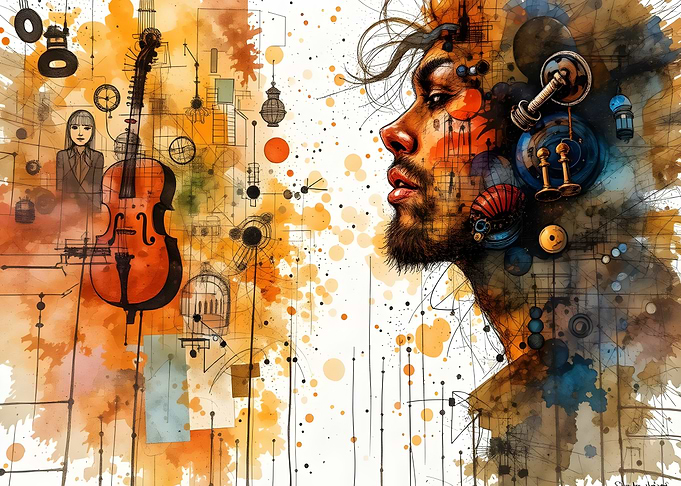 Abstract Musical Portrait with Steampunk Elements