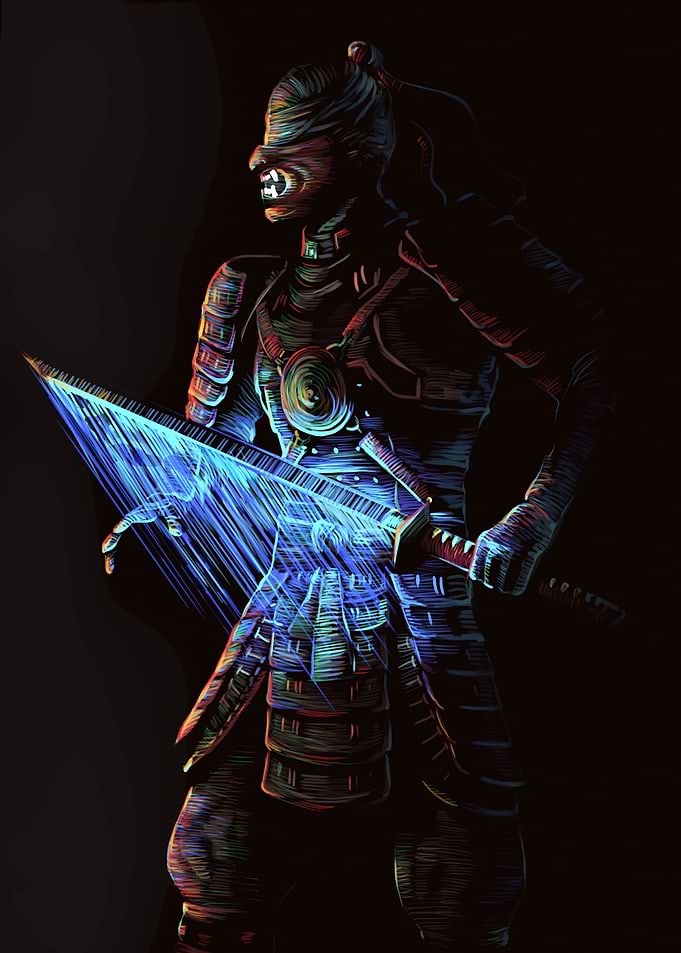 Samurai Warrior with Glowing Sword