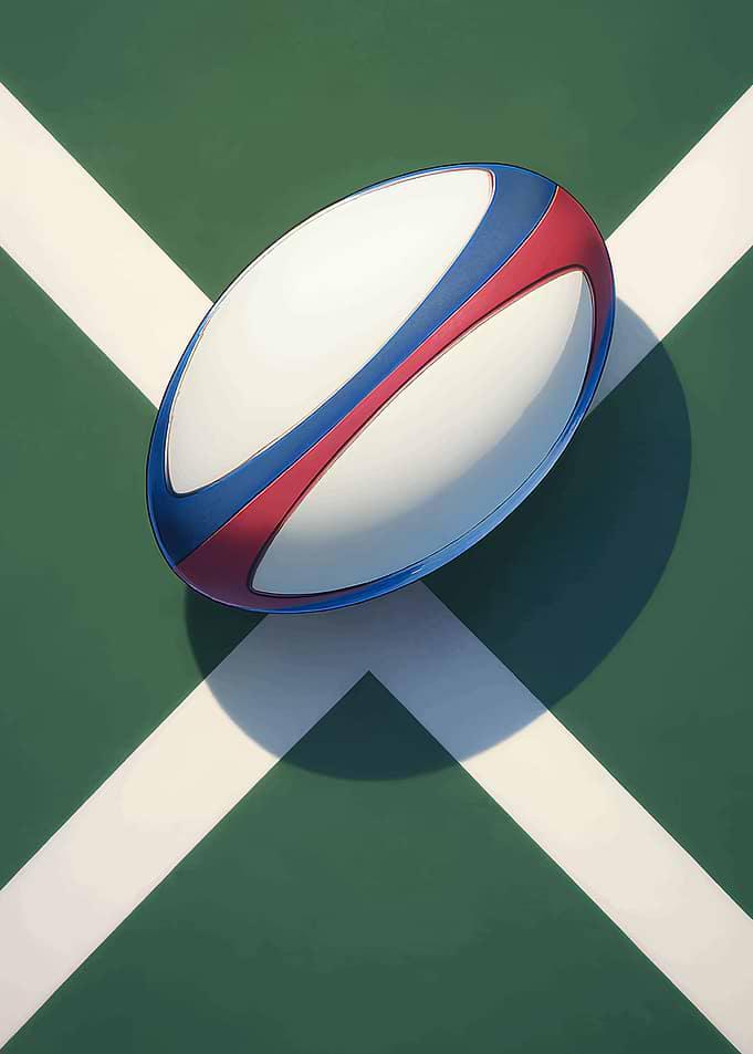 Rugby ball on field illustration