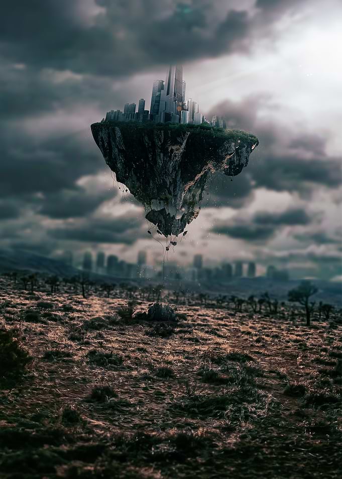 Dystopian Floating Cityscape