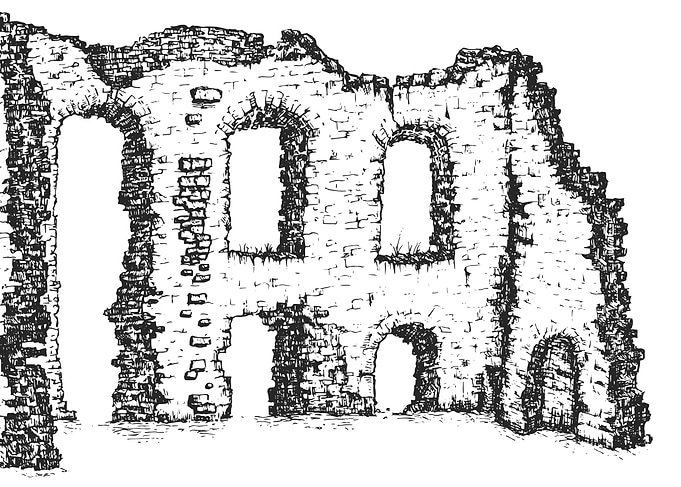 Ruined Stone Building Illustration
