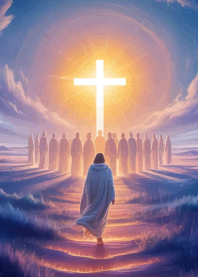 Jesus Christ Walking Towards Cross