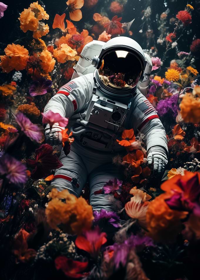 Astronaut in Floral Space