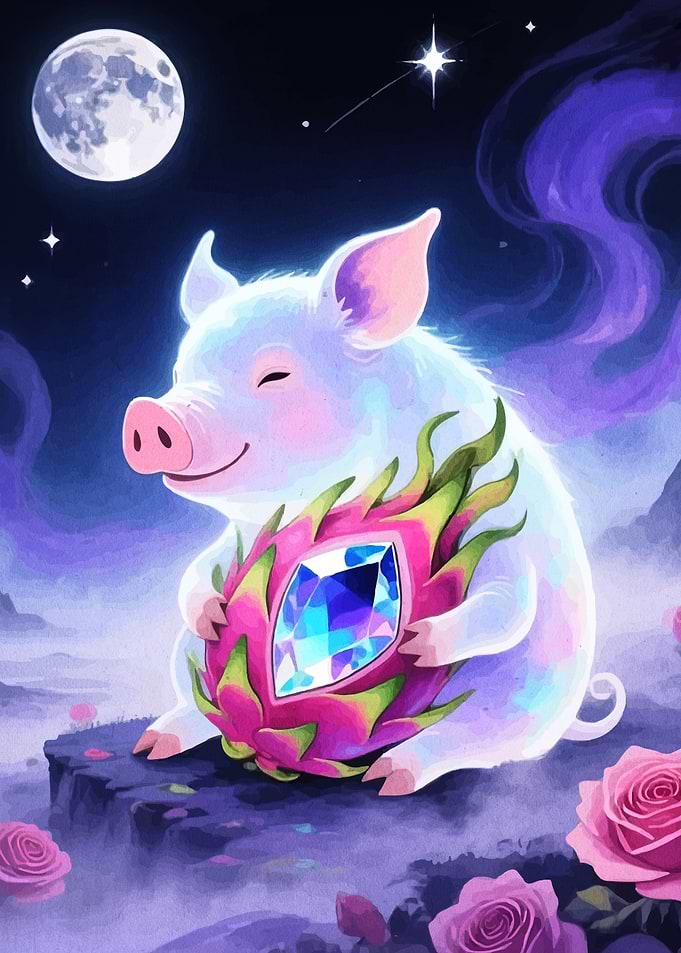 Pig with Dragon Fruit and Gem
