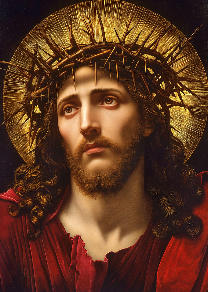 Jesus Christ Portrait with Crown of Thorns