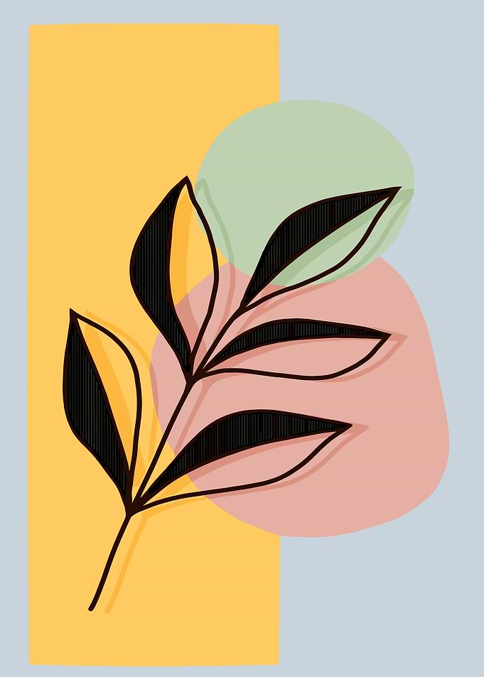Abstract Botanical Art with Geometric Shapes
