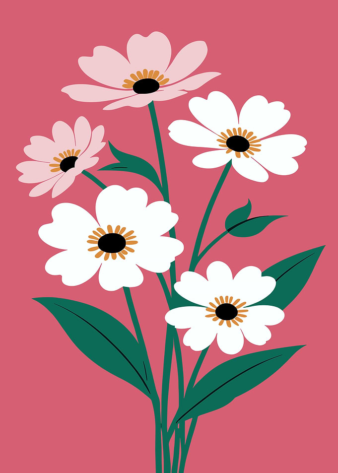 Floral bouquet on pink background