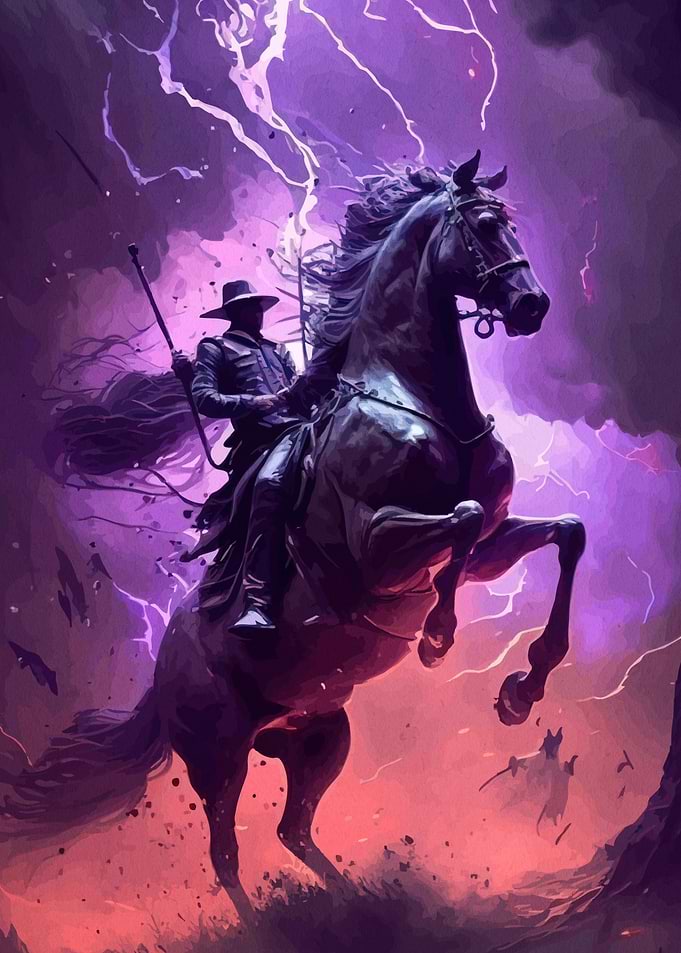 Cowboy Horseback Storm