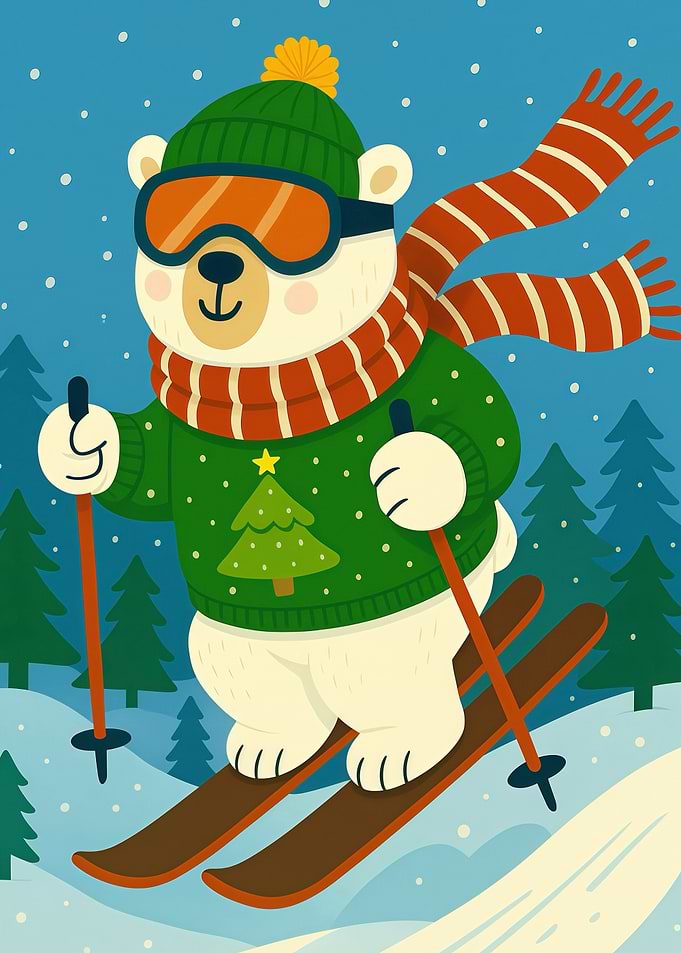 Polar Bear Skiing Christmas