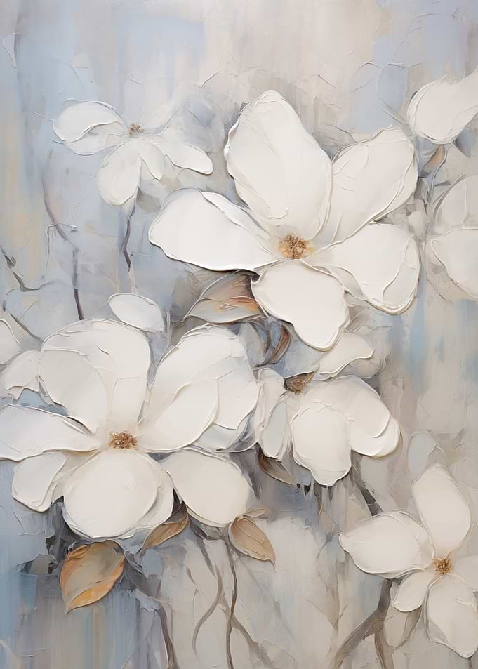 White Floral Painting