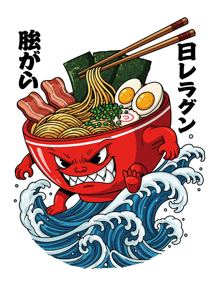 Angry Ramen Bowl Surfing Waves