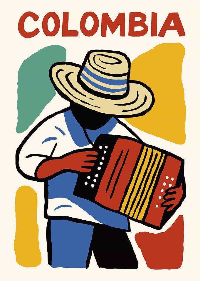 Colombia Accordion Player Illustration