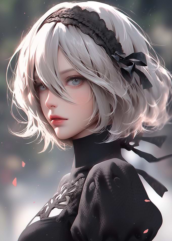 Anime Girl Portrait with Black Headband