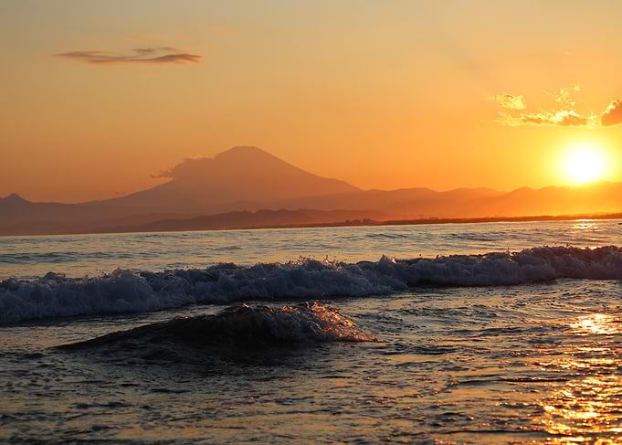 Mount Fuji Sunset Seascape