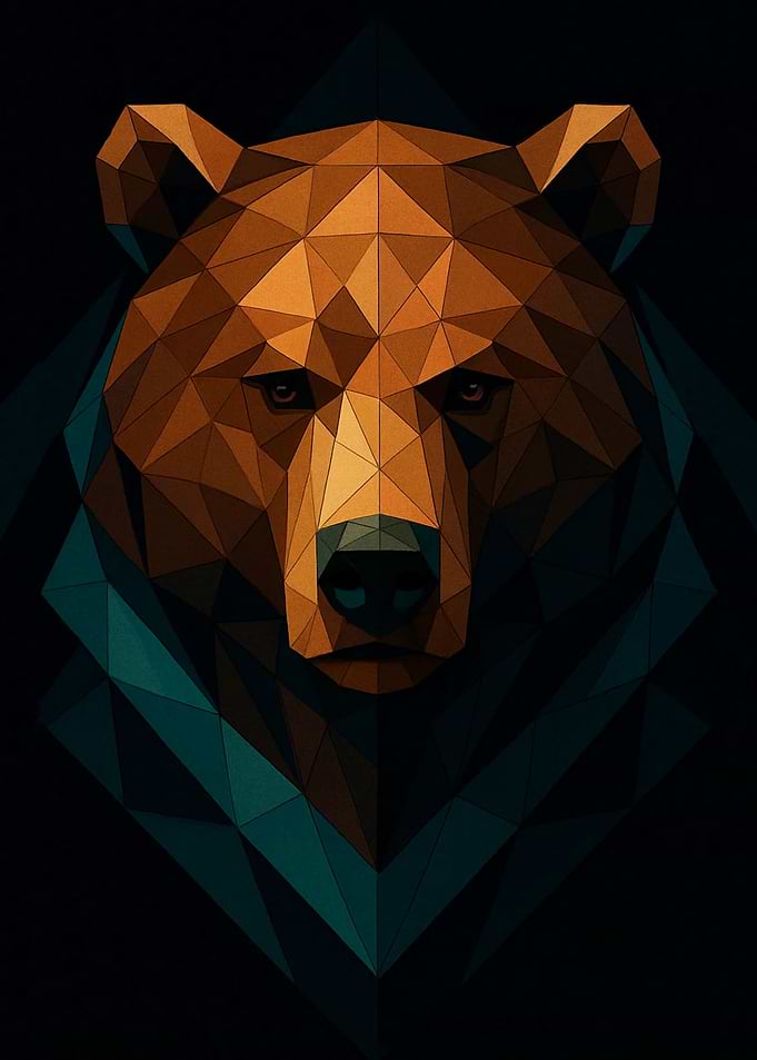 Geometric Bear Portrait illustration, modern, stylish, perfect for branding and design projects