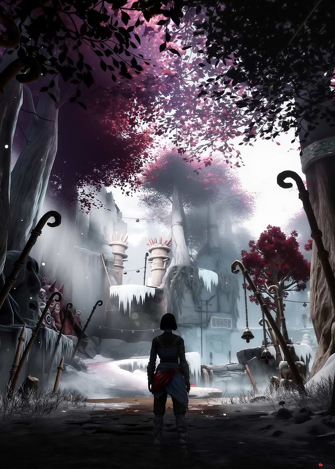 Mystical Winter Landscape with Figure
