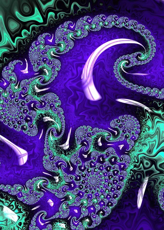 Abstract Fractal Design in Purple and Teal