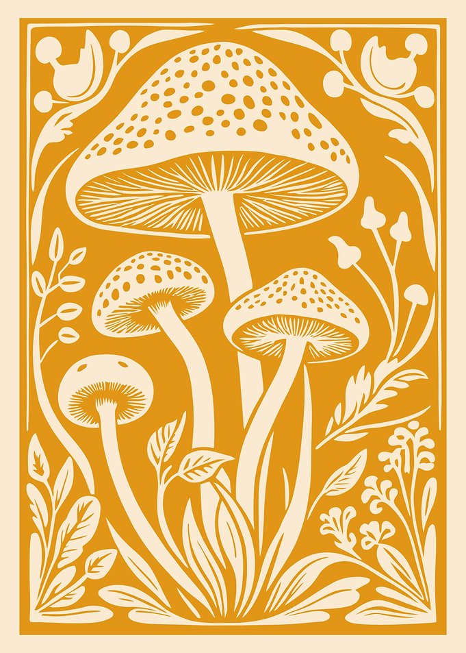 Mushroom and Floral Illustration